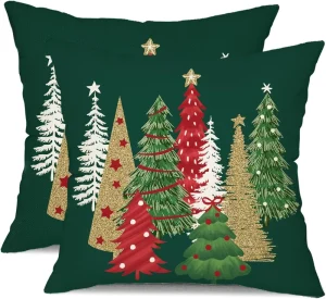 Custom Christmas Tree Decorative Green Throw Pillows for Home & Hotel Use Winter Christmas Decorative Couch Covers