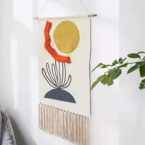 Custom Chunky Loom Woven Tapestry Boho Knitting Wall Hanging Decor with Tassel