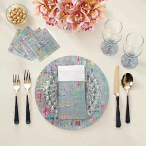 Custom Cloth Napkins Watercolor Striped Printed Linen Cocktail Napkins Accessories Wedding