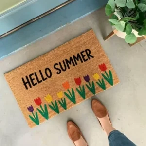 Custom Coir Doormat Area Rug Natural Coconut Fiber Entrance Mat for Residential Front Door Lobby Reception