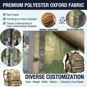 Custom Color 1000D Camouflage Stretchable Polyester Waterproof Oxford Fabric for Backpacks Luggage Tents Outdoor Supplies