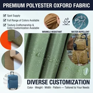 Custom Color 1000D Heavy Duty Abrasion-Resistant Polyester Waterproof Oxford Fabric for Outdoor Luggage Backpacks Tents