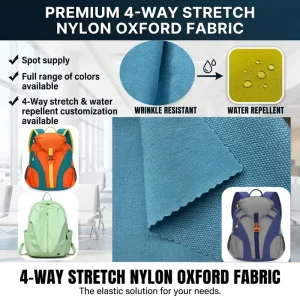Custom Color 160D Four Side Stretch Abrasion Resistant Nylon Oxford Fabric for Handbags Backpacks Luggage Sportswear