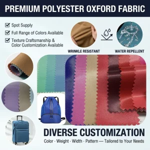 Custom Color 230D Twill PU Coated Abrasion Resistant Polyester Oxford Fabric for Handbags Luggage Tents Outdoor
