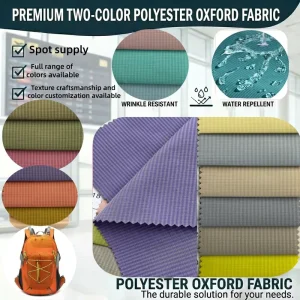 Custom Color 75D Double Color Grid Abrasion Resistant Polyester Oxford Fabric for Handbags Backpacks Luggage Outdoor