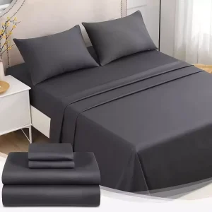 Custom Color Bedding Set Microfiber Brushed Hospital Hotel Plain Bedsheet Set Home Poly Cotton