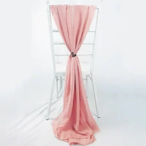 Custom Color Chiffon Ruffle Wedding Chair Sash for Hotel Banquet Chair Back Decoration