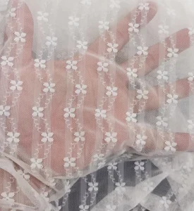 Custom Color Fluorescent Elastic Soft Skin 3D Flower Wave Jacquard Lace Underwear Base Fabric 100% Polyester