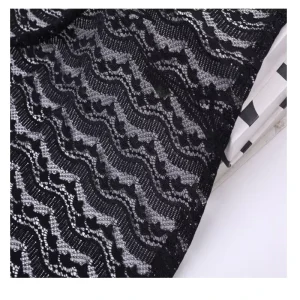 Custom Color Nylon Spandex High Elastane Lightweight Knitted Stretch Lace Wave Fabric 130gsm for Dresses