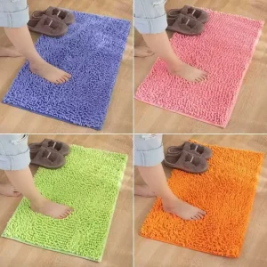 Custom Colors Bathroom Rugs High Pile Soft Chenille Bath Mat Non Slip Quick Dry Bath Rugs for Bathroom Floor