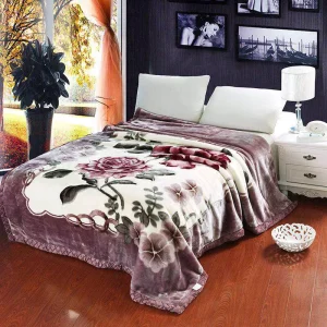 Custom Comfortable Double Ply One Side Embossed Blankets Mink Raschel Blanket for Adult
