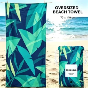 Custom Compact Microfiber Beach Towel Sand Free Easy Clean Space Saving Custom Print Holiday Vacation Camping Beach Towel