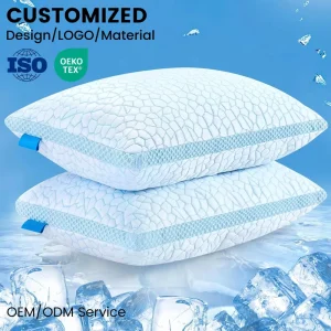 Custom Cooling Queen Size Gel Bed Pillows 2 Pack Shredded Memory Foam with Body Neck Support Soft Pillow for Sleeping