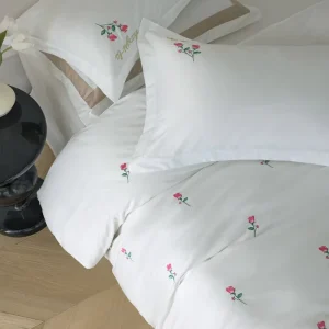 Custom Cotton Bedding Set 4 Pcs Rose Embroidery Duvet Cover Pillowcases Flatted Sheet Bed Cover Bed Set Bedding Sets
