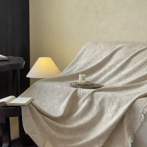 Custom Cotton Linen Jacquard Throw Blanket Leisure Nap Blanket with Tassels Multipurpose Sofa Pad Cover Blanket