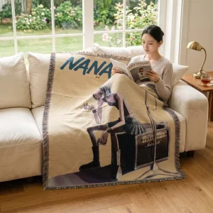 Custom Cotton Polyester Jacquard Woven Blanket Anime Style 130x160cm Sofa Cover Bed Throw Tapestry Decor