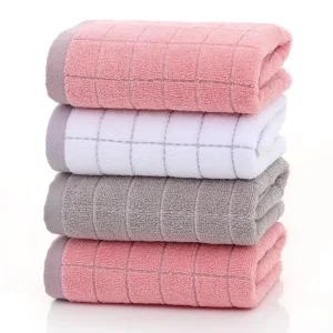 Custom Cotton Soft Bath Washcloths Cleaning Towel with Colourful Checked Design