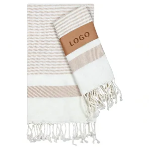 Custom Cotton Turkish Beach Towel Extra Large Stripe Printed Oversized Cotton Beach Towel with Tassels for Beach Goers