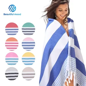 Custom Cotton Turkish Beach Towel High Quality 100*180cm 200gsm Woven for Beach Use Luxury Soft & Absorbent