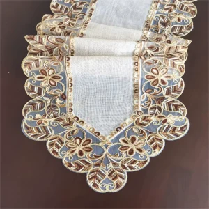 Custom Country Style Embroidery Table Runner 3D Floral Lace Decoration French Style Suitable for Party Restaurant Wedding