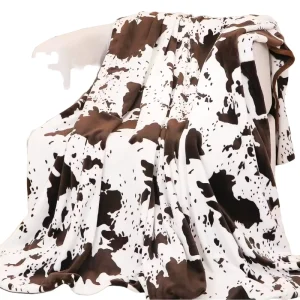 Custom Cow Print Blanket Soft Fleece Flannel Cozy Cute Cow Blankets Warm Plush Lightweight Throw Blanket for Sofa Bed