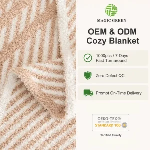 Custom Cozy Blanket Thickness 100% Polyester Blanket Throw Cozy Warm Soft Throw Blanket for Sofa