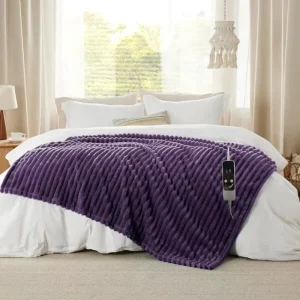 Custom Cozy Soft 220v Electric Blanket Lattice Flannel Faux Fur Polyester Body Back Pain Relief Washable Quilted Throw Heating