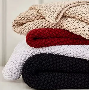 Custom Crochet Knitted Throw Blanket Soft 100% Cotton Yarn Bulky Chunky Dot Pattern Portable Extra Large Size for Sofa