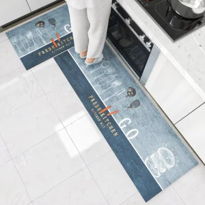 Custom Cushioned Anti-Fatigue Kitchen Rug Crystal Velvet Non-Slip Silicone Kitchen Mats and Rugs Printed Kitchen Runners Carpet