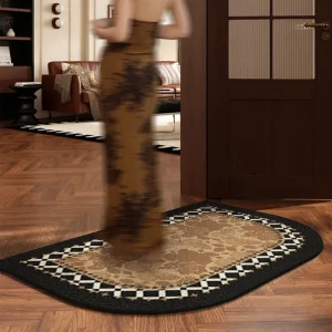 Custom Cut Luxury Soft Polyester Door Mat Non Slip Waterproof Washable Entrance Floor Rug Modern Vintage Design