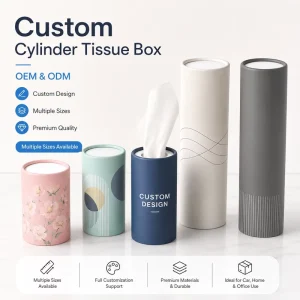 Custom Cylinder Tissue Box Car Desktop Holder Portable Round Paper Dispenser OEM ODM Bulk