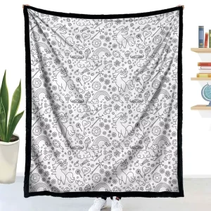 Custom DIY Coloring Throw Blanket with Watercolor Pencils Reusable Washable Creative Drawing Kids Hand Painting Blanket