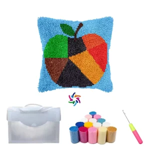 Custom DIY Latch Hook Cushion Kits for Beginners Adults with Pre Printed Canvas Pillow Case & Rug Craft Supplies