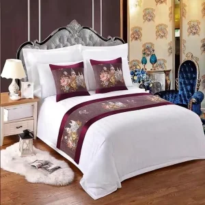 Custom Decorative Bed Runner Floral Woven Pattern Bed Flag Cushion Set OEM Size for Four Five Star Hotel Bedding