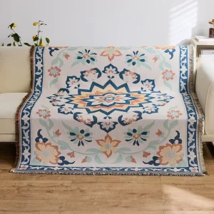 Custom Decorative Earthy Palette Tapestry Wall Hanging Sofa Throw Minimalist Japandi Woven Throw Manufacturer