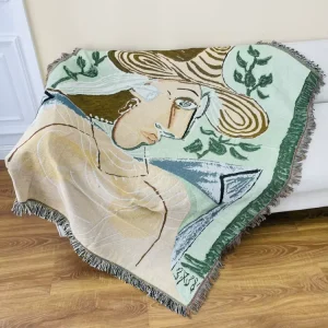 Custom Decorative European American Style Striped Tapestry 100% Cotton Polyester Woven Throw Blankets Picnic Blanket Sofa Cover
