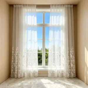 Custom Design Abstract Embroidery Sheer Embroidered Gauze Curtains Fabric for Home Interior Window Decoration