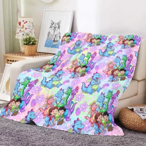 Custom Design Cartoon Animals Print Plush Blanket Super Soft Cozy Fuzzy Throw Blankets for Kids and Students