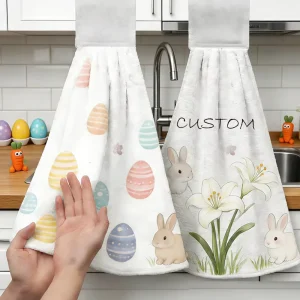 Custom Design Cute Creative Cartoon Hanging Hand Towel Kitchen Bathroom Coral Velvet Thickened Absorbent Quick Dry Towel