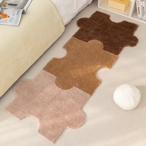 Custom Design Fluffy Puzzle Tufted Bedroom Bathroom Mat Non slip Soft Kids Room Foot Microfiber Rug