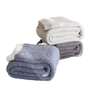 Custom Design Knitted Bedding Gift Blanket Solid Color Sofa Cotton Soft Blanket for Winter