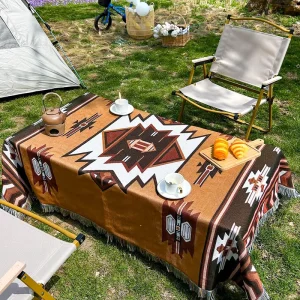 Custom Design & Logo Solid Pattern Outdoor Picnic Throw-Four Seasons Use Jacquard Tapestry Woven Blanket