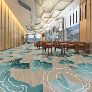 Custom Design Machine Made Axminster Carpet Fire Rated Heavy Duty Striped Floral Wall Wall Carpets for Hotel Dining Room Golf