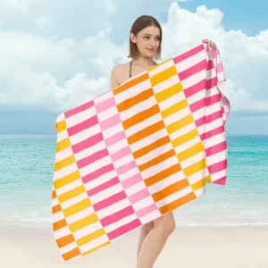 Custom Design Microfiber Beach Towel with Bag Sand Free Breathable Quick Dry