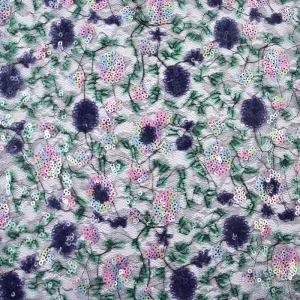 Custom Design Multicolored Textile Fashionable Breathable 160gsm Sequins Embroidery Fabric