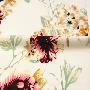 Custom Design Polyester Floral Print Spandex Moss Crepe Fabric Price Per Meter