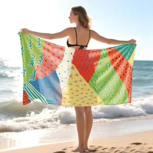 Custom Design Printed Cotton Microfiber Modern Beach Towel Recycled High Quality Sand Free Quick Dry Eco-Friendly All-Season