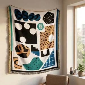 Custom Design Soft Four Seasons Wearable Woven Blanket Polyester Cotton Eco-Friendly Electronic Jacquard Unique Classic Patterns