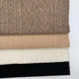 Custom Design Solid Acrylic Polyester Nylon Blend Yarn Dyed Fashion Knit Fabric for Women Cardigan