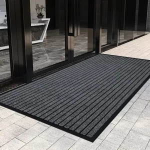 Custom Design Striped Washable Non Slip Indoor Outdoor Polyester+PVC Carpet Entryway Doormat Environment Friendly Floor Mat